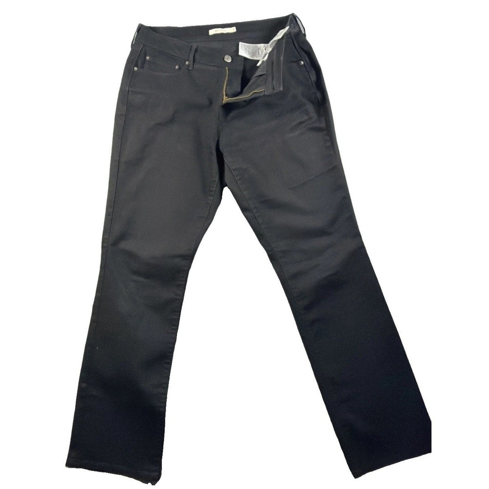 Womens 31 Levis 505 Straight Leg Jeans Black Stretch Denim Mid Rise Pants